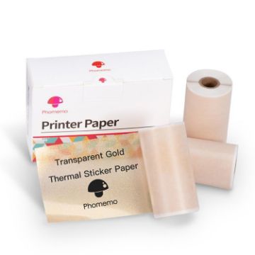 Phomemo M02 Thermal Label Paper 3 Rolls - 50mm - Black Letter on Gold Powder Background - 1