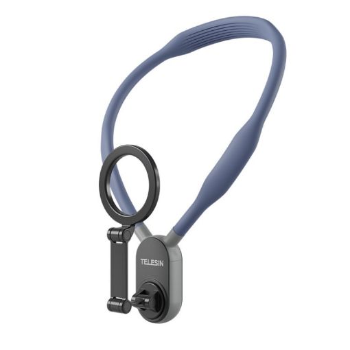 TELESIN Silicone Neck Mount Selfie Stick Phone Holder (Blue) - 1