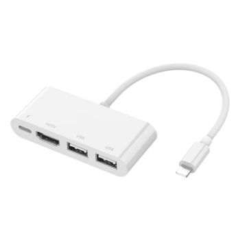 4 in 1 8 Pin to HDMI Converter with Charging and USB Ports - 1