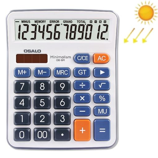 OSALO OS-6M 12-digit Office Desktop Calculator Solar Dual Power - 1