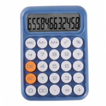 Picture of 12-digit Mechanical Keyboard Calculator Office Student Exam Calculator Display (Navy Blue)