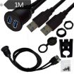 1m USB 3.0 Dock Car Ship Motorcycle Dashboard Panel Extension Cord - 1