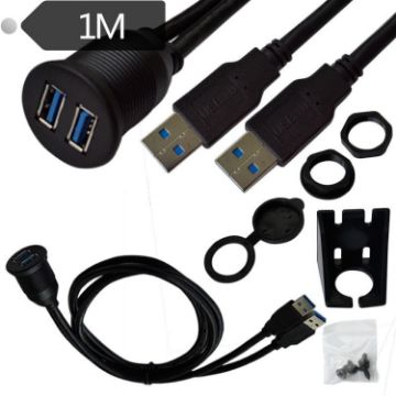 1m USB 3.0 Dock Car Ship Motorcycle Dashboard Panel Extension Cord - 1