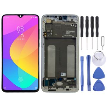 LCD Screen for Xiaomi Mi CC9 Digitizer Assembly with Frame Silver - 1