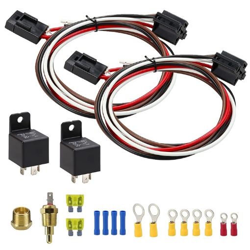 12V 40A Dual Electric Cooling Fan Wiring Relay Sensor Kit - 1