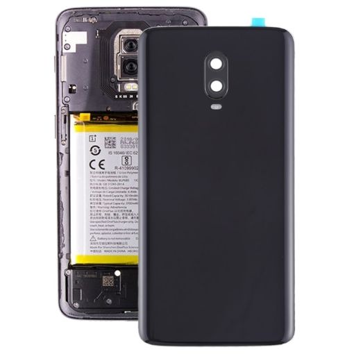 OnePlus 6T Battery Back Cover with Camera Lens - Jet Black - 1