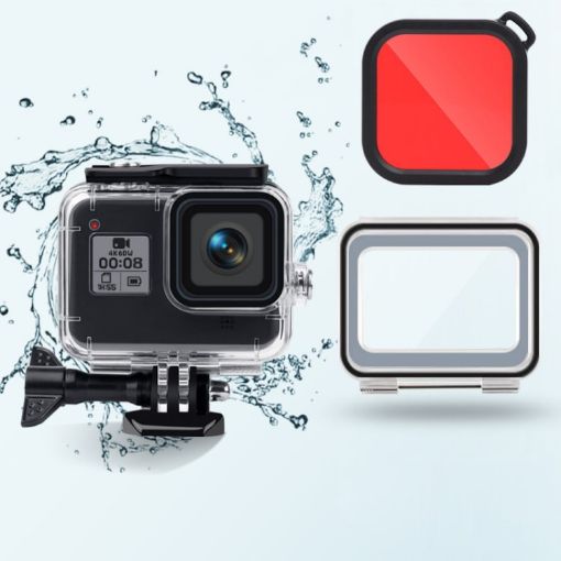Waterproof Case + Touch Back Cover + Color Lens Filter for GoPro HERO8 Black - 1