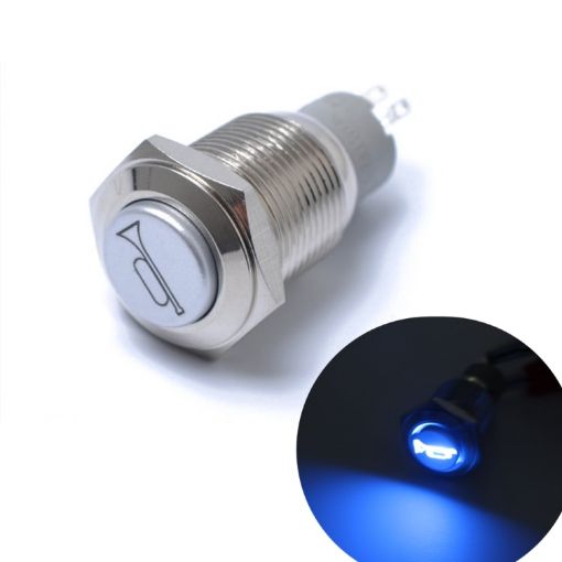 16mm 12V Momentary Reset Switch Push Button for Car Motorcycle Horn Speaker - 1