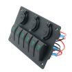 6 Way Switch Panel + Dual USB Charger for Car RV Boat - Green Light - 3
