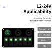 6 Way Switch Panel + Dual USB Charger for Car RV Boat - Green Light - 4