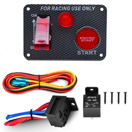12V Car Racing Ignition Switch Panel with Start Button & Relay Wiring - 1