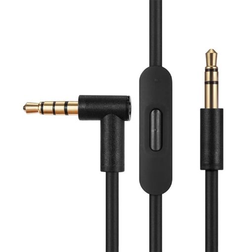 3.5mm Male to Male Earphone Cable with Mic - 1.4m (Black) - 1