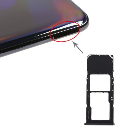 Galaxy A70 SIM Card Tray + Micro SD Card Tray - Black - 1