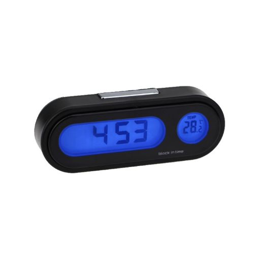 Car Electronic Clock Temperature Meter Night Light LED Temperature Time Meter - 1