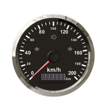TNG85 GPS Speed Odometer - Silver Frame, Black Background - 1