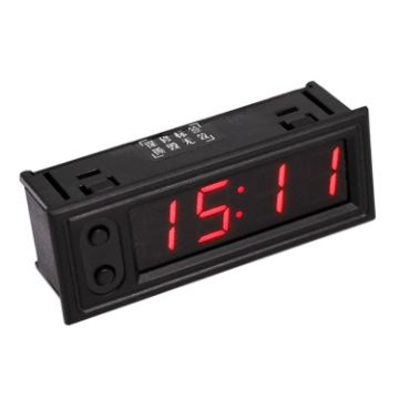 3 in 1 Car LED Clock Thermometer Voltmeter (Red) - 1