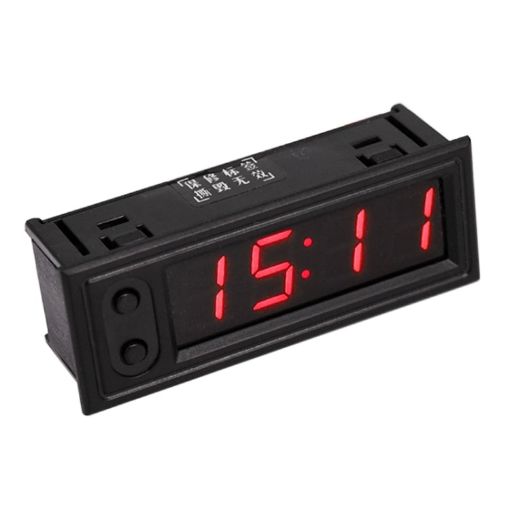 3 in 1 Car LED Clock Thermometer Voltmeter (Red) - 1