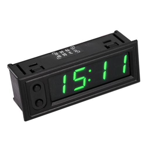 3 in 1 Car LED Clock Thermometer Voltmeter (Green) - 1