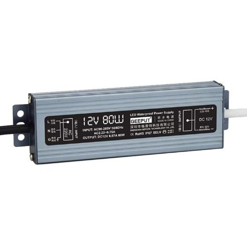 GEEPUT 220V to 12V LED Power Supply Transformer - 6.67A 80W - 1