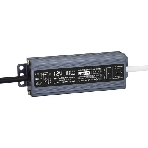 GEEPUT 220V to 12V LED Power Supply Transformer - 2.5A 30W - 1