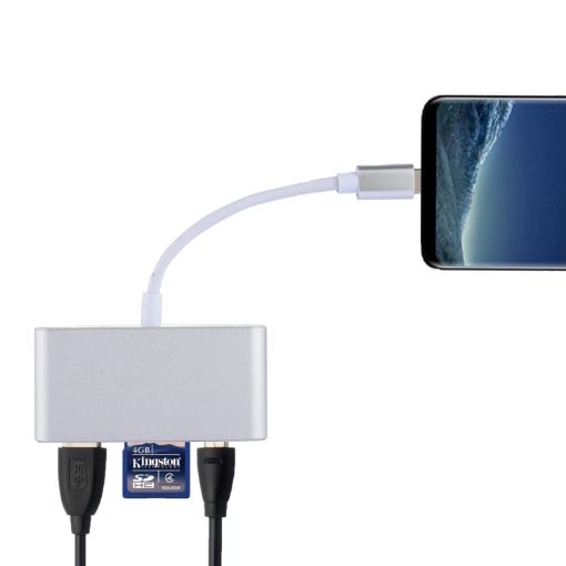 5 in 1 Micro SD + SD + USB 3.0 + USB 2.0 + Micro USB Port to USB-C OTG Adapter - 1