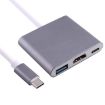 USB-C/Type-C 3.1 Male to Female Adapter - HDMI & USB 3.0 (Grey) - 5