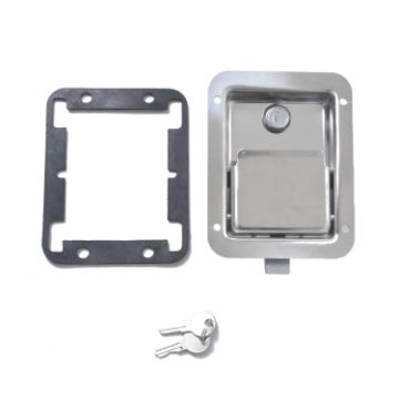 Stainless Steel Tool Box Lock Paddle Latch & Keys - Trailer/Yacht/Truck - 1
