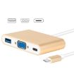 USB Type C to VGA 3-in-1 Hub Adapter - Gold - 1