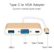 USB Type C to VGA 3-in-1 Hub Adapter - Gold - 9