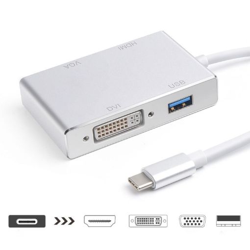 USB C to HDMI VGA DVI Adapter Cable for Laptop Apple Macbook - 1