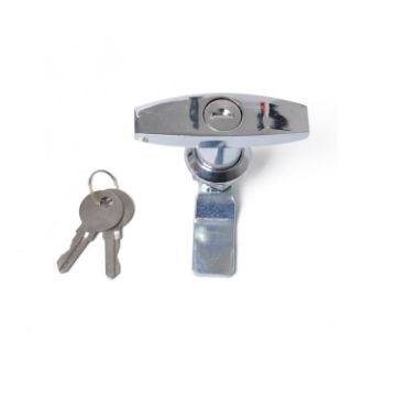 T Shape Handle Paddle Entry Door Latch & Keys Tool Box Lock Silver - 1