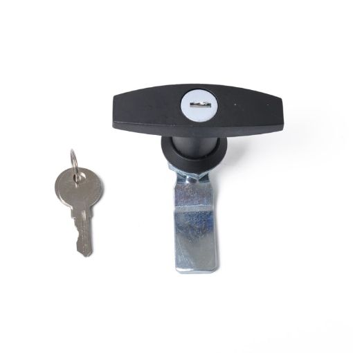 T Shape Handle Paddle Entry Door Latch & Keys Tool Box Lock (Black) - 1