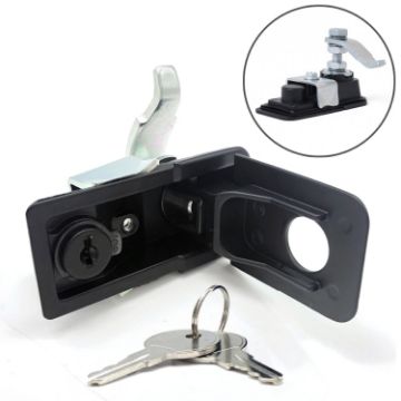 Adjustable Black Paddle Entry Door Latch & Keys - Trailer/Yacht/Truck - 1