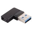 Type-C Female to USB 3.0 Male Adapter - 90 Degree Elbow, Black - 3