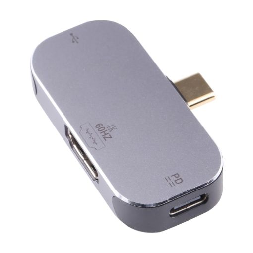 3-in-1 USB-C Male to USB-C Charging + USB + 4K 60Hz HDMI Adapter - 1