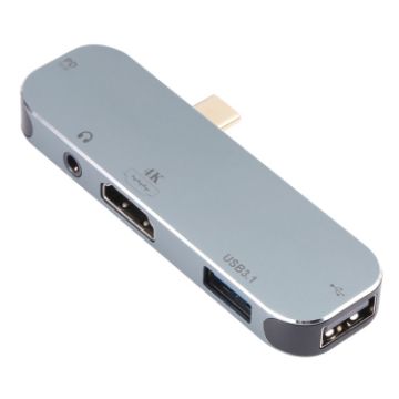 5 in 1 USB-C Male to PD Charging + 3.5mm AUX + 4K HDMI Adapter - 1