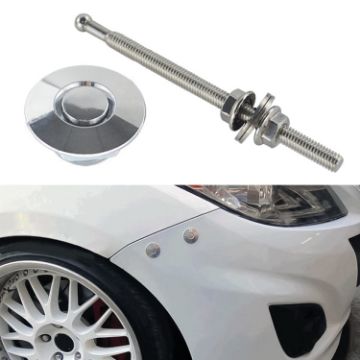 Picture of 100mm Stainless Steel Quick-pins Push Button Billet Hood Pins Lock Clip Kit (Silver)