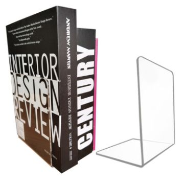 Picture of 2 PCS Acrylic Transparent Bookstand L-shaped Bookends Bookshelf