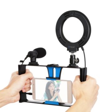 PULUZ 3 in 1 Vlogging Live Broadcast Smartphone Video Rig Kit (Blue) - 1