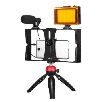 PULUZ 4 in 1 Vlogging LED Selfie Light Kit with Microphone - Red - 1