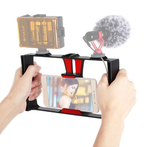 PULUZ Vlogging Live Broadcast Smartphone Video Rig Stabilizer - Red - 1