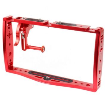 Picture of Diving Dual Handheld Grip Bracket Stabilizer Extension Phone Clamp Camera Rig Cage Underwater Case for GoPro HERO9/8/7, Colour: Red Bracket + Shutter