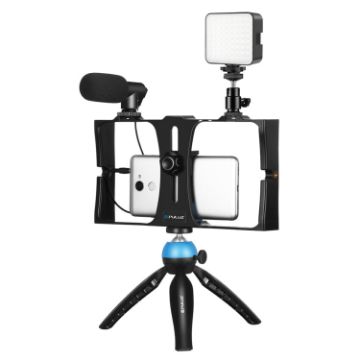 PULUZ 4 in 1 Vlogging Live Broadcast LED Selfie Fill Light Kit with Microphone (Blue) - 1