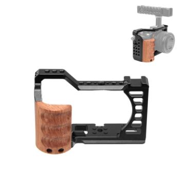 Sony Alpha 7C Camera Cage Stabilizer Rig - PULUZ Wood Handle Metal - 1