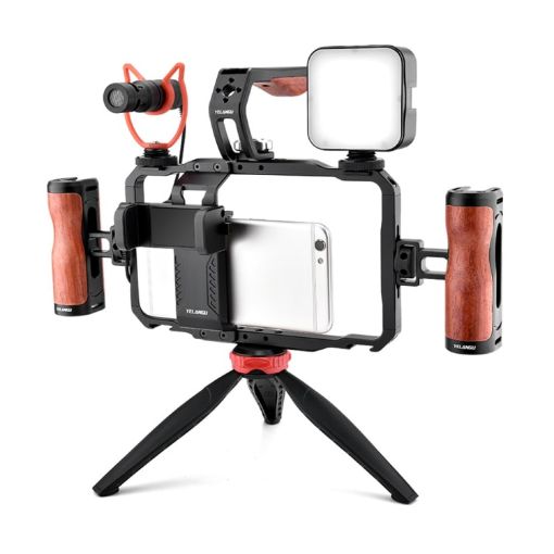 YELANGU Vlogging LED Selfie Light Mic Smartphone Video Rig Stabilizer - 1