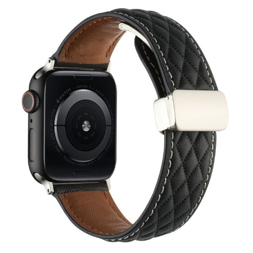 Apple Watch Ultra 2 49mm Leather Watch Band - Black - 1
