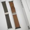 Picture of For Apple Watch Series 8 41mm Rhombus Pattern Magnetic Folding Buckle Leather Watch Band (Creamy White)