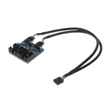 9 Pin USB 2.0 Desktop Computer 1 to 4 Pin Extension Cable - 1
