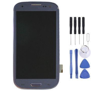 LCD Display + Touch Panel w/ Frame for Galaxy SIII LTE/i9305 - Blue - 1