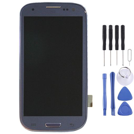 LCD Display + Touch Panel w/ Frame for Galaxy SIII LTE/i9305 - Blue - 1